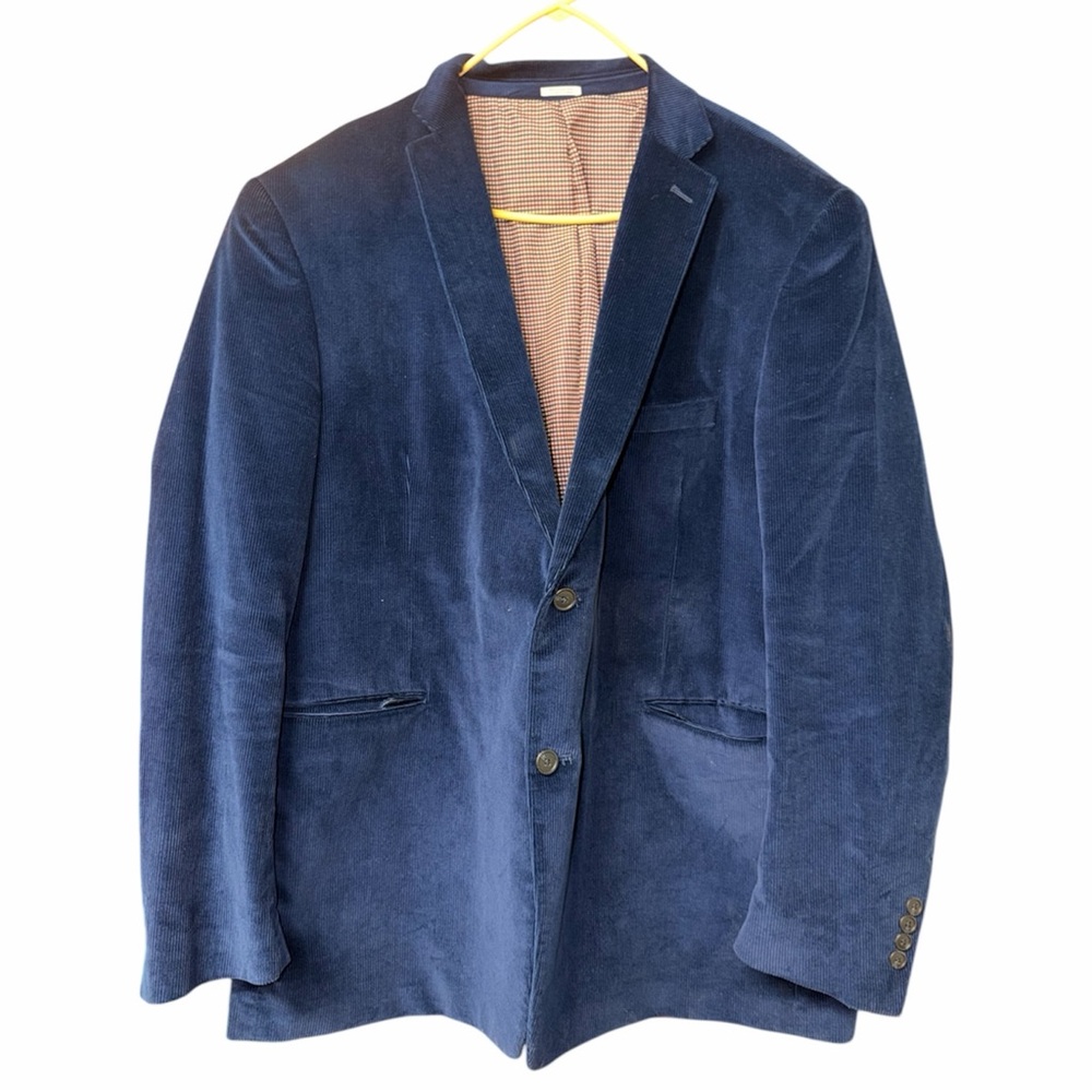 Saddlebred Men's Navy Corduroy Blazer - Classic Tailored Jacket - Picture 2 of 6